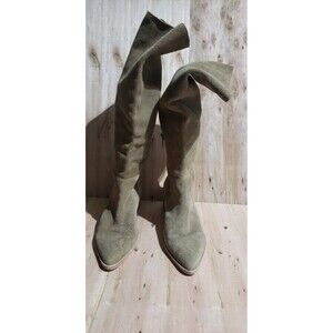 VINCE CAMUTO Boots Beaanna Khaki Green Suede Knee High Pointed Toe Size 6m